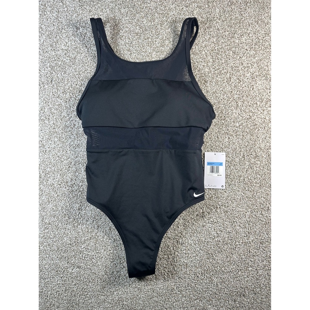Nike Swim Womens Black Mesh One Piece Swimsuit NESSG378-001 Size M